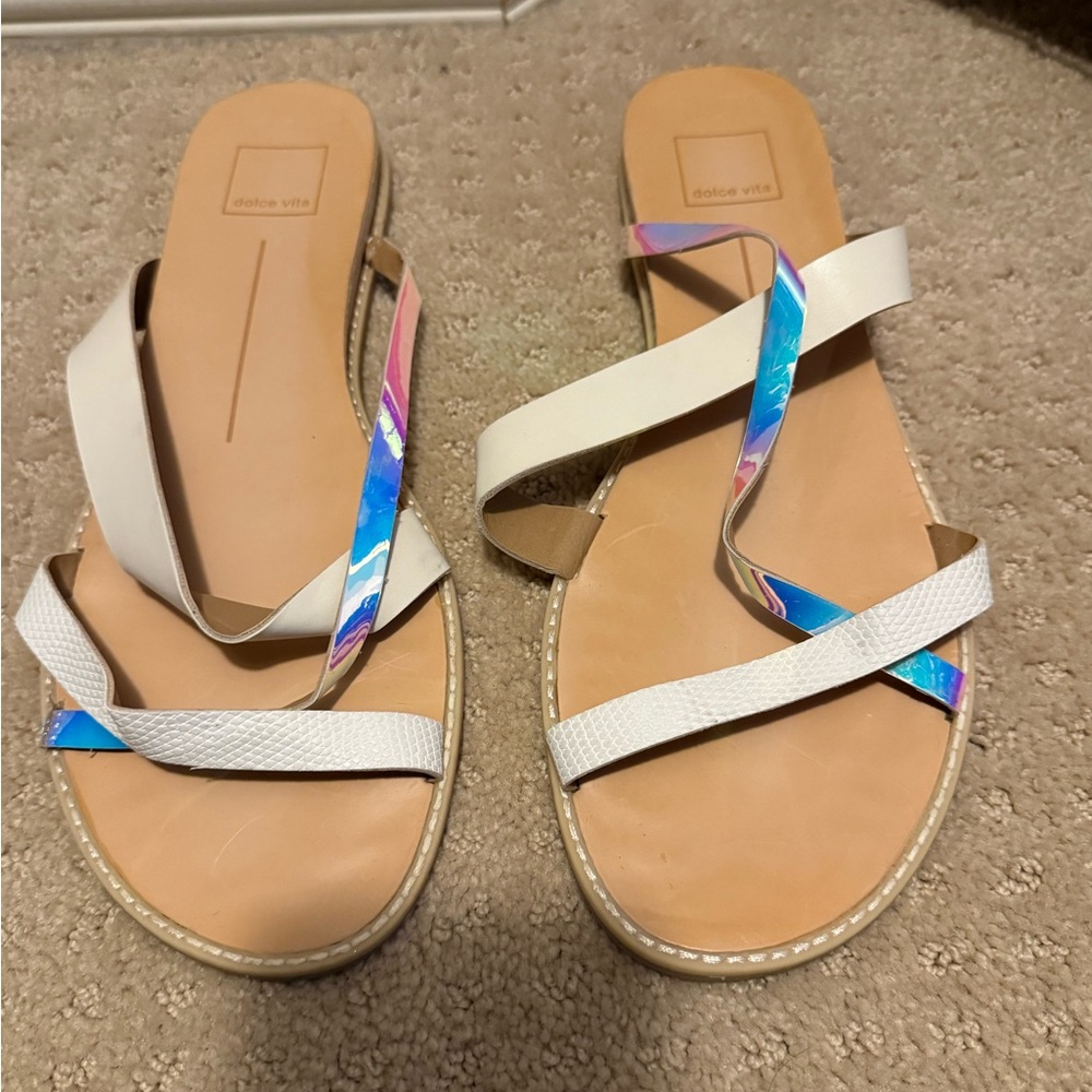 Dolce Vita Women's Sandals with White and Blue Straps
